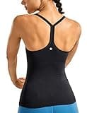 CRZ YOGA Seamless Workout Tank Tops for Women Racerback Athletic Camisole Sports Shirts with Built in Bra Black X-Small