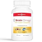 Brain Omega with Lutein and Zeaxanthin – Omega 3 Supplement for Brain, Heart & Eye Health – 460 mg DHA, 90 mg EPA, Lutein and Zeaxanthin Supplements – 180 Softgels (90 Servings)