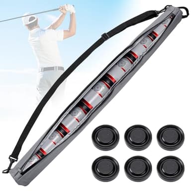 Upgraded Golf Beer Sleeve with 6 Ice Pucks-7 Cans Beer Cooler Sleeves for Golf Bags, Ideal Men's Gift for Golf Lovers (Gray)