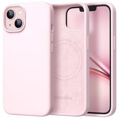 GolbinBox Magnetic for iPhone 13 Case & iPhone 14 Case, Compatible with MagSafe, [Soft Anti-Scratch Microfiber Lining], Slim Liquid Silicone Shockproof Protective Phone Case 6.1 inch, Chalk Pink