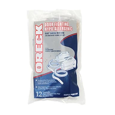 Oreck Vacuum Cleaner Bags for Handheld Vacs, Pack of 12, White, Hypo-Allergenic, Part # PKBB12OF, Oreck Odor Fighting Vacuum Bags