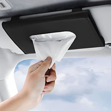 BIPROS Car Tissue Holder with Ultra Soft Lotion Facial Tissues - Slim Visor Mount for Cars/Trucks/SUVs, Kleenex-Compatible Napkin Organizer (Ergonomic Design, Easy Installation)