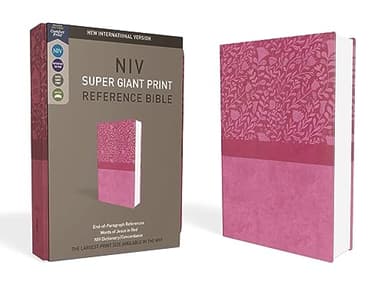 NIV, Super Giant Print Reference Bible (Font Size: 16.5-point), Leathersoft, Pink, Red Letter, Comfort Print