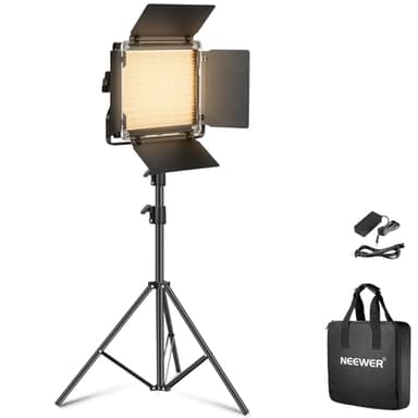 NEEWER Bi Color LED Studio Light with Tripod Stand Barndoors, Video Panel Key Lighting for Video Recording Streaming Photoshoot Photography, 660 LEDs 3200K-5600K 3300lx/1m Dimmable CRI96+, NL660