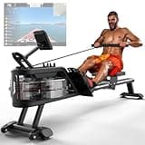 PASYOU Rowing Machines for Home - Row Machine for Cardio Training, Water Rowing Machines with Dedicated Monitor & Bluetooth, 350LBS Weight Capacity