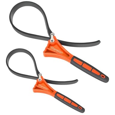Stareign 2-Pack Rubber Strap Wrench,Oil Filter Wrench Diameter 4" and 6" Heavy Duty Adjustable Blet Wrench for Jar Opener,Water Filter,Plumbing,Sink,Faucet(Orange)