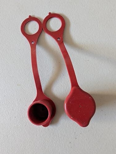 CNG Nozzle Dust Cap for Natural Gas Vehicles, Red, 3/4 Inch NGV1 Connection, 2 Piece Kit