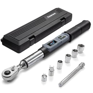 GROWNEER Digital Torque Wrench, 5-99.6 Ft-lbs/6.8-135 Nm, 3/8'' Drive Rachet Torque Wrench with Buzzer & Colorful LED Indicator, Electronic Torque Wrench Set for Bike Motorcycle Car Tire Auto Repair