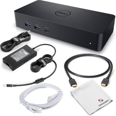 Crossery Dell D6000s Docking Station Bundle - Includes Universal Dell Dock Station, HDMI Cable, 130W Power Adapter & Microfiber Cloth, Compatible with USB-C, 4k Dual Monitor Support (Renewed)