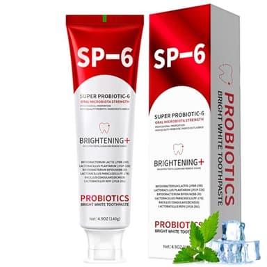 SP-6 Probiotics Whitening Toothpaste - Probiotics for Teeth Whitening and Gum Health - Enamel-Safe, Fluoride-Free, Double Mint Flavor,Fresh Breath 1 Pack ss7 (1)