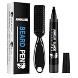Beard Pencil Waterproof Beard Filler Pen Kit for Men - Long Lasting Coverage, 4 Tips, with Brush for Neat and Natural Thick Beard (Black)