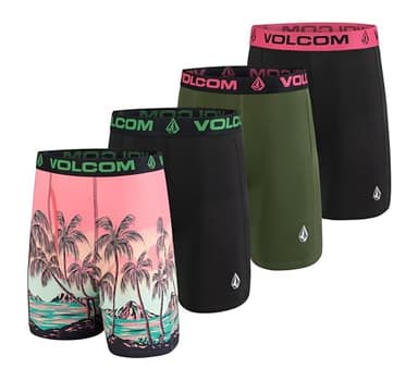 Volcom Mens Boxer Briefs Poly Spandex Performance Boxer Briefs Underwear (Multi/Black/Hunter Green/Black, Medium)