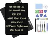 12.9" LCD Screen Replacement Compatible with iPad Pro 12.9 5th 6th Gen Generation 2021 2022 A2378 A2379 A2461 A2436 A2764 A2437 Display LCD Assembly Glass + Touch Digitizer + Repair Kit
