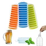 Lily's Home Silicone Narrow Ice Stick Cube Trays with Easy Push and Pop Out Material, Ideal for Sports and Water Bottles, Assorted Bright Colors (11" x 4 1/2" x 1", Set of 3)