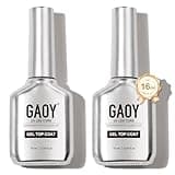 GAOY 2 Pcs 16ml No Wipe Gel Top Coat, Glassy Clear Gel Top Coat, High Gloss Finish for UV Light Cure Gel Nail Polish