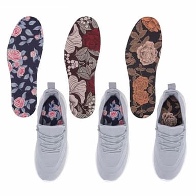 LMHCISO Washable Barefoot Shoe Insert Sockless Shoe Liner Thin Shoe Inserts for Women 3 Pairs No Show Socks Shoe Inserts & Insoles Floral Print