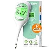 Boncare 9 Seconds Digital Basal Thermometer for Adults and Kids - Accurate Oral Thermometer with Fever Alarm, Rectal Thermometer for Baby with Large Display (Light Green)