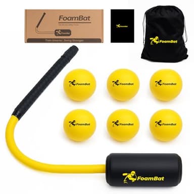 FoamBat Baseball & Softball Rope Swing Trainer - Innovative High-Density Foam Bat Design for Real Swing Feel & Better Feedback, Batting Training Tool, Hitting Aid for Youth & Beginners