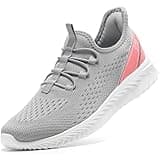 STQ Orthopedic Walking Shoes for Women Summer Mesh Womens Slip on Sneakers Comfortable Maternity Shoe, Light Grey Pink, Size 8
