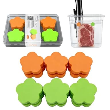 MOMODA Sous Vide Magnets 12Pcs (6 Orange&6 Green)–Food-Grade Silicone Coated Weights, Keep Bags Submerged, Multi-Use for Cooking, Display, Home&Office,Magnetic Weights Works on All Sous Vide Machines