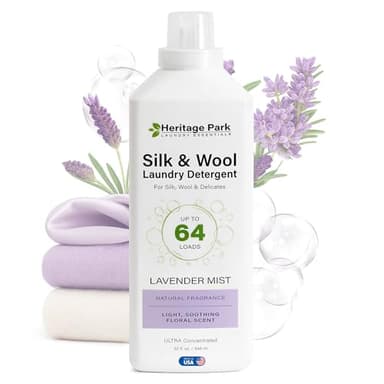 Heritage Park Silk & Wool All-Natural Lavender Mist Scent, pH-Neutral Laundry Detergent – Enzyme-Free, Concentrated Up to 64 loads (32 fl oz)
