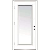 National Door Company, Exterior Single Door, Fiberglass Smooth, 36" x 80", Full Lite, Clear Low-E - Impact Collection, Right-Hand Outswing