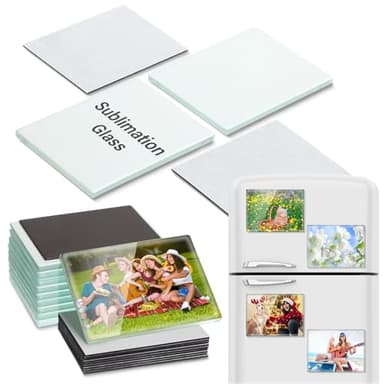 Xuhal 50 Pcs 2 x 2.8 Inches Blank Sublimation Glass Fridge Magnet Personalized Refrigerator Sublimation Include 25 Rectangle Glass Blank 25 Fridge Magnet for Office Kitchen Microwave Car DIY Decor