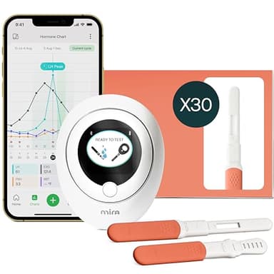 Mira Ultra4 Fertility Monitor & Ovulation Test Kit, Track 4 Key Fertility Hormones LH, PdG, E3G, and FSH for Family Planning & Pregnancy, Digital Results at Home with the Analyzer + Mira App, 30 Tests