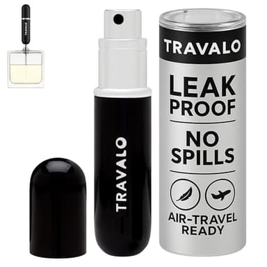 Travalo Classic HD Perfume Atomizer - Leak-Proof and TSA Approved for Air Travel - Reusable, Airtight, Easy-Fill Mini Pump Sprayer - Lightweight, Elegant Design w/Volume Window - Black 0.17oz