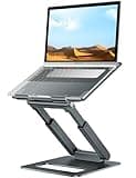 tounee Laptop Stand for Desk Adjustable Height, Telescopic 360 Rotating Pull Out Design Ergonomic Laptop Riser Fits All MacBook, Laptops -Gray