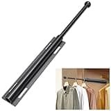 Valet Rod for Closet Pull Out, Retractable Slide Out Valet Rod Closet Organization, 12" Aluminum Valet Clothing Hanger Rods Perfect for Suits, Dresses & Freshly Pressed Clothes, Easy DIY Installation