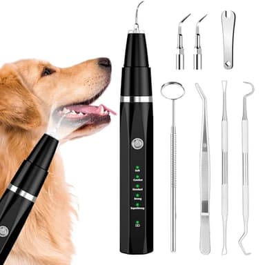 Ni-SHEN Plaque Remover for Teeth - Pet Ultrasonic Cleaner - Teeth Cleaning Kit for Tartar and Stains - Suitable for Dogs and Cats (Black)