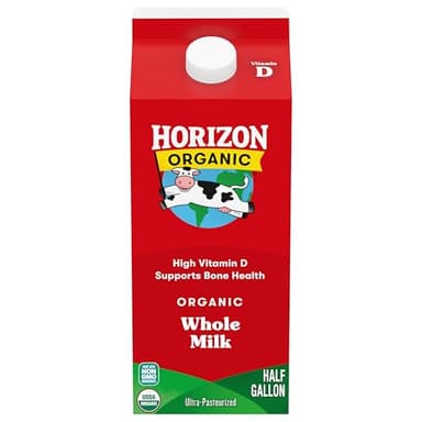 Horizon Organic High Vitamin D Whole Milk, Rich and Creamy High Vitamin D Milk, 64 fl oz Half Gallon Carton