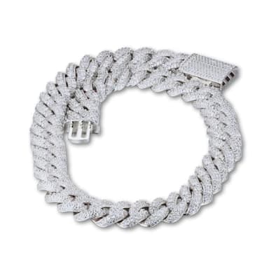 Halukakah VVS Moissanite Cuban Link Chain for Men | Platinum Plated | 18mm Big Heavy Miami Diamond Gold Chain | Fully Iced Out Necklace 20" with Box Lock Clasp | Jewelry Present for Him