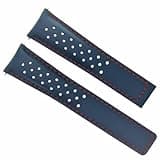 Ewatchparts 22mm Leather Watch Band Strap Compatible With Tag Heuer Carerra Monaco F1 Perforated Blue