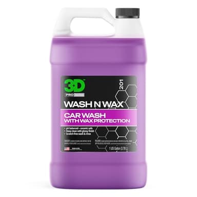 3D Wash N Wax Car Wash Soap - pH Balanced, Easy Rinse, Scratch Free Soap with Wax Protection - 1 Gallon