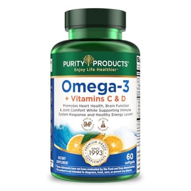 Purity Products - Omega-3 Plus Vitamin C & D, 60 softgels
