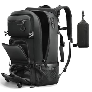 FUTURE AESTHEICS Travel backpack Carry-on Travel Backpack For Women Men Flight Approved Business Weekender Overnight Waterproof Daypack (Black)