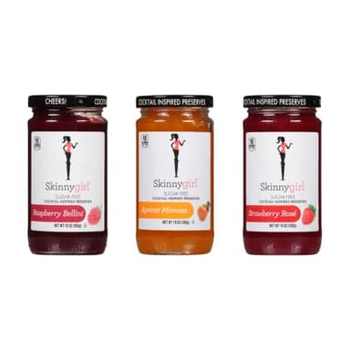 Skinnygirl Sugar Free Kosher Preserves Variety Pack, Strawberry, Raspberry, and Apricot, 10 Ounce Jars (Pack of 3)
