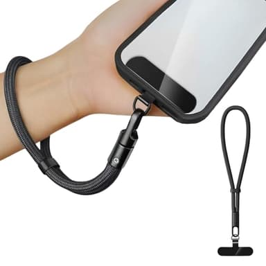 YUSSUNSNY 1 Pack Phone Wrist Strap Lanyard, Adjustable Nylon Cell Phone Lanyards with Detachable Tether Tab, Black