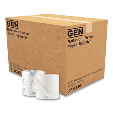 GEN 218 Standard Bath Tissue, 1-Ply, 1000 Sheets (Case of 96 Rolls)