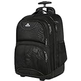 MATEIN Rolling Backpack, 17 inch Water Resistant Wheeled Laptop Backpack, Carry on Luggage Business Bag, Overnight College Computer Bag Trolley Suitcase for Men Women Adults to Travel, Black