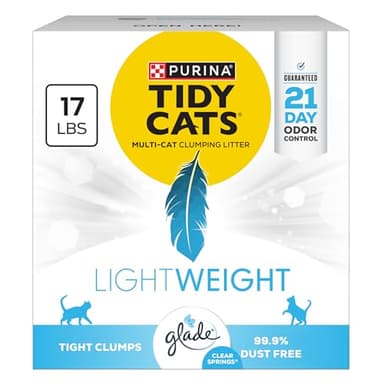 Purina Tidy Cats LightWeight With Glade Clear Springs Multi-Cat, Clumping, Low Dust, Scented Cat litter - 17 lb. Box