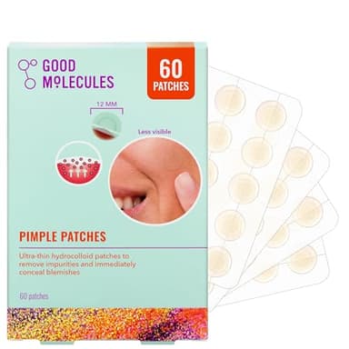 Good Molecules Pimple Patches for Face, 60 Pack – Ultra-Thin Hydrocolloid Acne & Zit Patches, Invisible Under Makeup, Clinically Tested Acne Spot Treatment