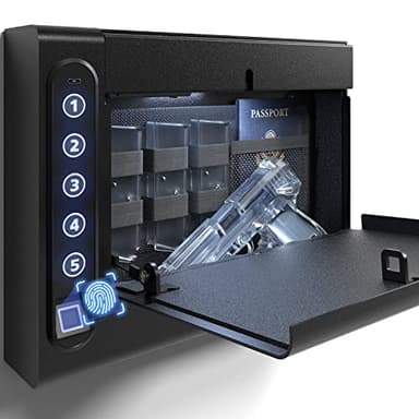 XDeer Biometric Wall Safe without Gas Strut for Quick Access, Hidden Storage for Full-Size, LED Light, Silent Mode, and Backlit Digital Keypad S008QG (S008) (Without Gas)