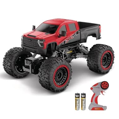 Motor Dayz RC 4WD Heavy Metal Chevrolet Silverado Truck – 1:14 Scale Remote Control Car, Stamped Metal Body, 2.4GHz Full-Function Radio Control, USB Rechargeable, Ready to Run, Red