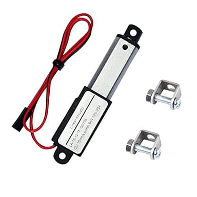 Electric Micro Linear Actuator 12V - 2" Stroke, 64N/14.4lb, Speed 0.6inch/s Mini Waterproof Motion Actuator Small 12 V DC, w/Mounting Brackets, for Fan Blades, Cabinets, Window Opener, Robotics, Table