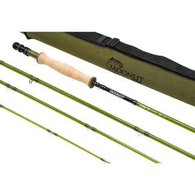 Moonlit 4wt Lunar S2-Glass Fiberglass Fly Fishing Rod (7' 6", 4 Piece, Olive) New 2025 Model