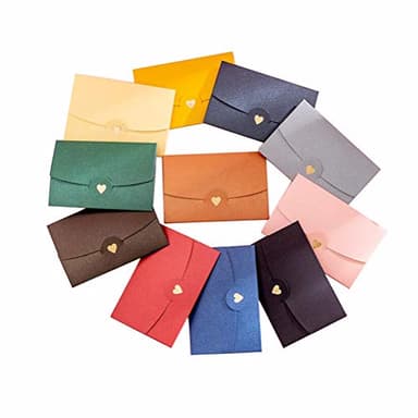 12PCS Mini Assorted Colors Gift Card Envelope Cute Envelopes Small Gift Card Holders Fold Invitation Envelopes with Love Heart for Birthday Party Wedding Mothers Day Gift Supplies (Color Random)