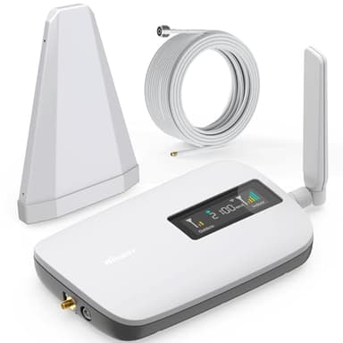 Cell Phone Booster for Home Office | Boosts 5G & 4G LTE | Cell Phone Signal Booster for All U.S. Carriers-Verizon, AT&T, T-Mobile & More | for Band 12/17,13,5,25/2,4 | HD Display | App | FCC Approved